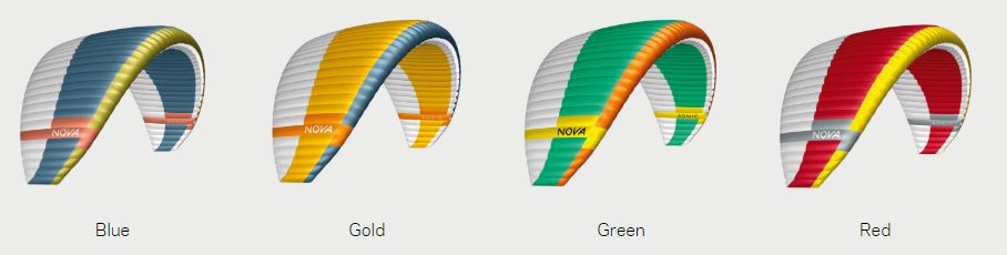 Couleurs standard des parapente Nova Aonic